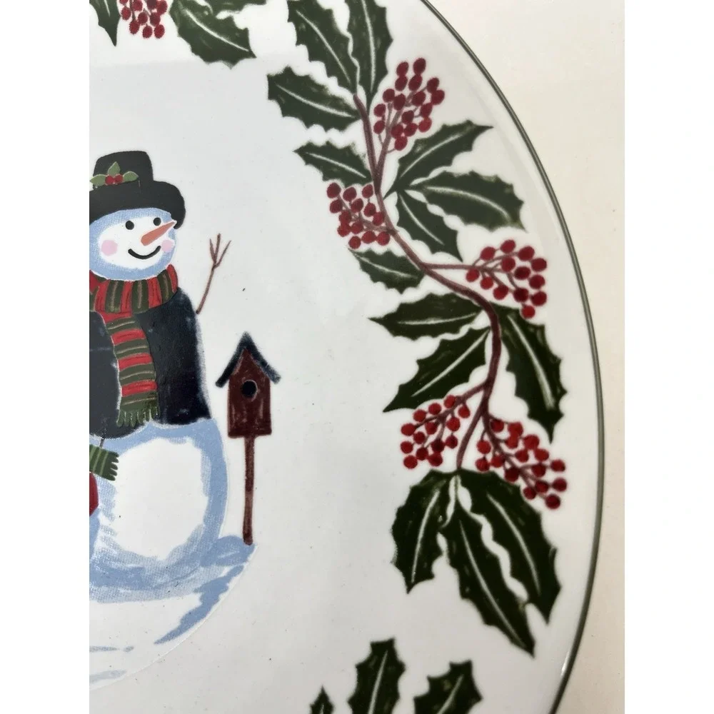 Set of 4 -  GEI Snowman Family and Christmas Tree Dinner Plate 10.5